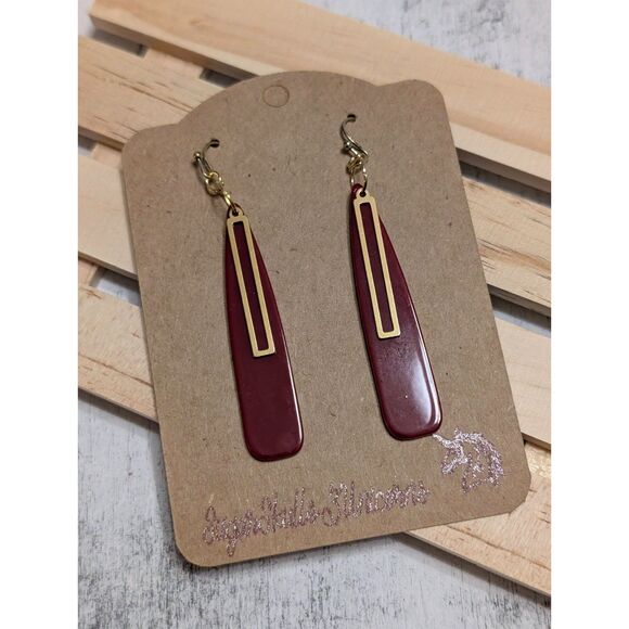 Jewel Tone Burgundy Dangle Earrings - Picture 3 of 4